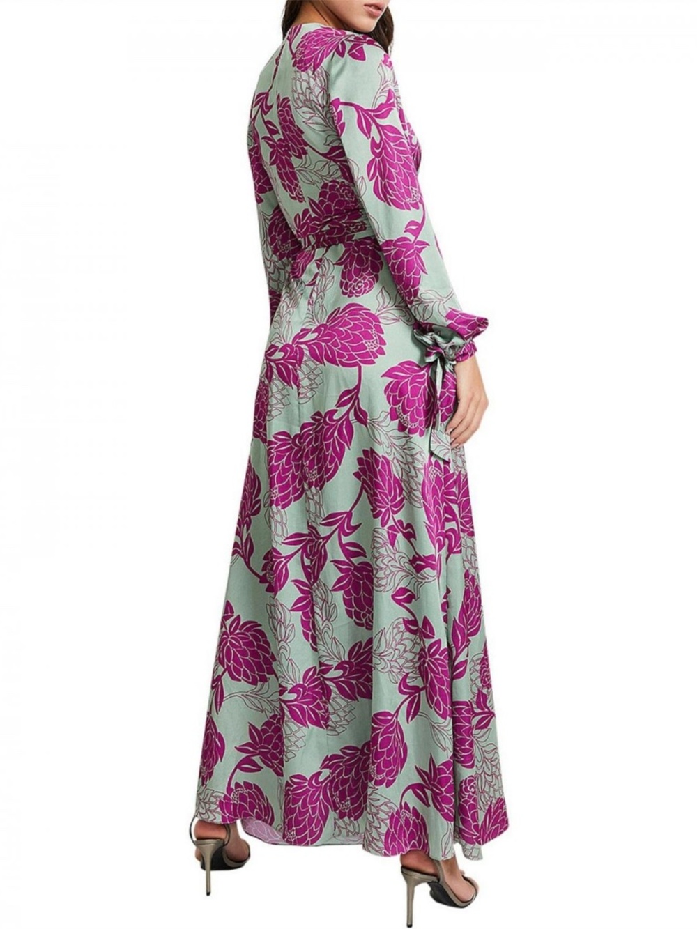 PatBO Celia Floral Long Sleeve Wrap Maxi Dress Sz. 0 - Picture 3 of 5